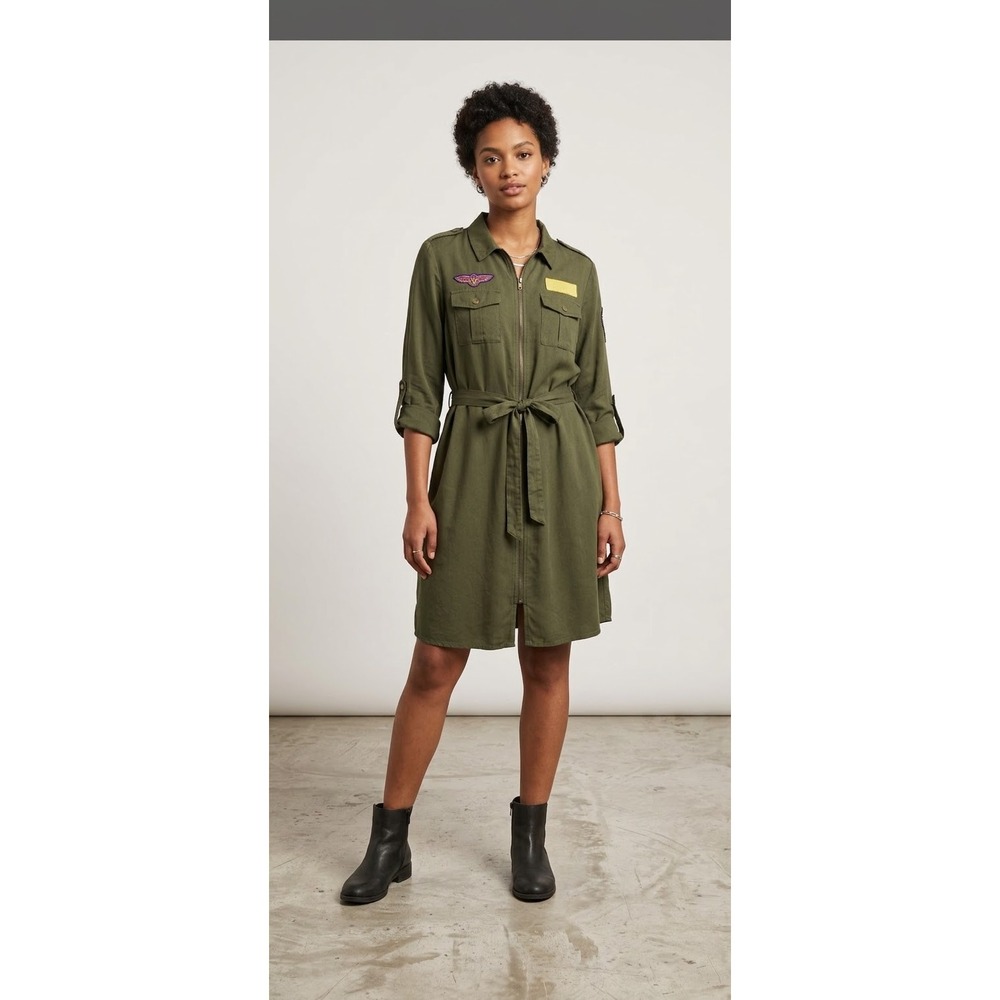 Her Universe Marvel Captain Marvel Dress Plus Size 2X Utility Shirt Dress Green